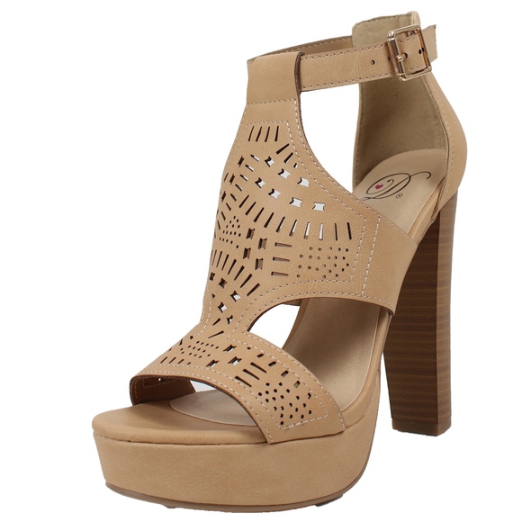 Shoes - WELBY Natural Open Toe Cutout Platform Chunky Heel